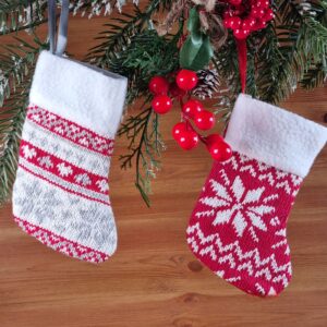 Textil skandináv mintás csizma, akasztható